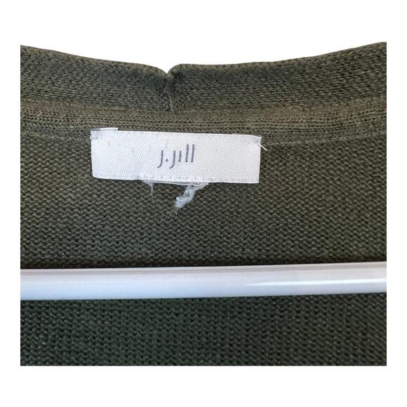 J.Jill Olive Green Womens Sweater Knit Cardigan Comfy Lagenlook Loungewear M L - Picture 2 of 3